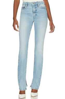 Good American Good Classic Split Hem Straight Leg Jeans Indigo 267 Size 12/32
